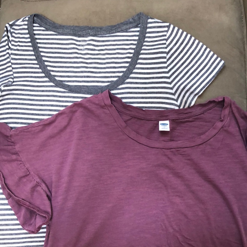 GAP Old Navy Tee Bundle Ruffle Sleeve, Stripe Sz M